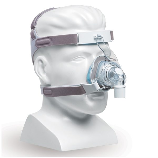 Respironics TrueBlue Nasal CPAP Mask and Headgear side